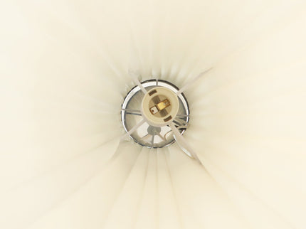 Eclara Floor Lamp with White Fabric Shade and Chrome Base.