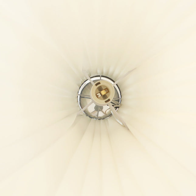Eclara Floor Lamp with White Fabric Shade and Chrome Base.