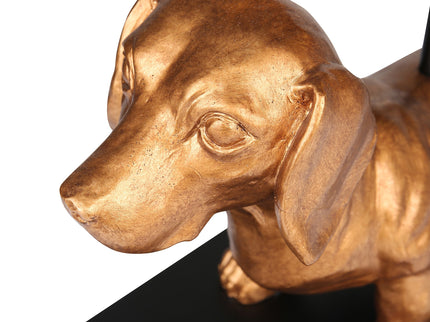 Dachshund Elegance Table Lamp Gold with Black Fabric Shade.