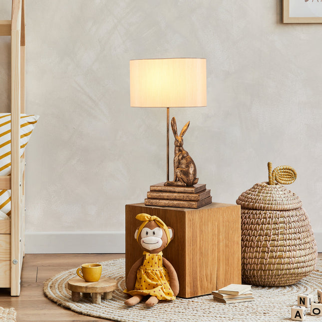 Rabbit Regal Table Lamp Gold Silver Elegant Ornate Hare Design.