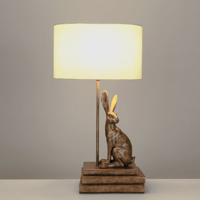 Rabbit Regal Table Lamp Gold Silver Elegant Ornate Hare Design.