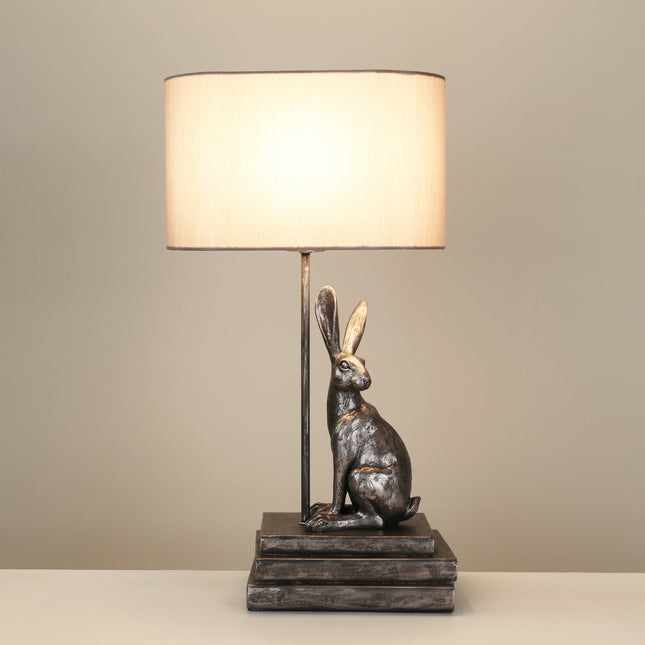 Rabbit Regal Table Lamp Gold Silver Elegant Ornate Hare Design.