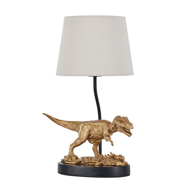 T-Rex Triumph Table Lamp Gold Elegant Dinosaur Desk Light.