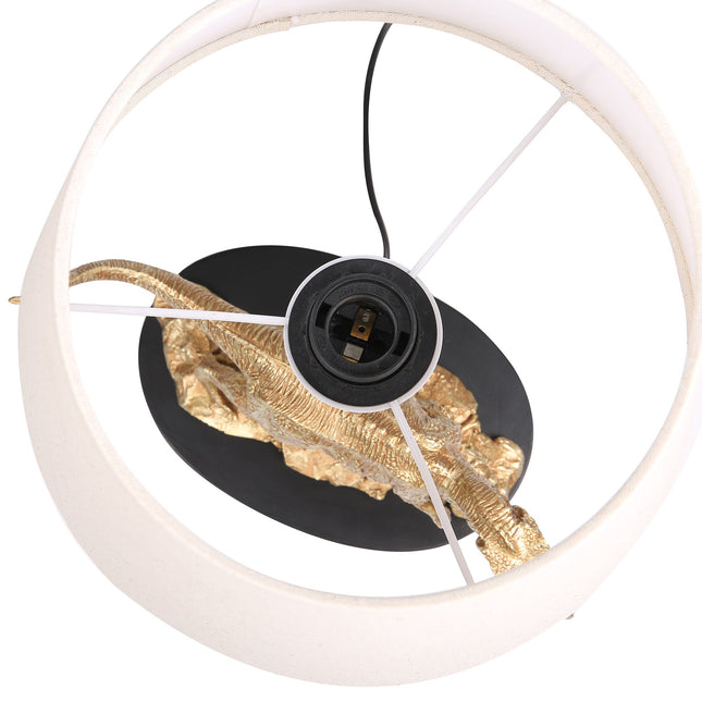 T-Rex Triumph Table Lamp Gold Elegant Dinosaur Desk Light.