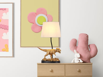 T-Rex Triumph Table Lamp Gold Elegant Dinosaur Desk Light.