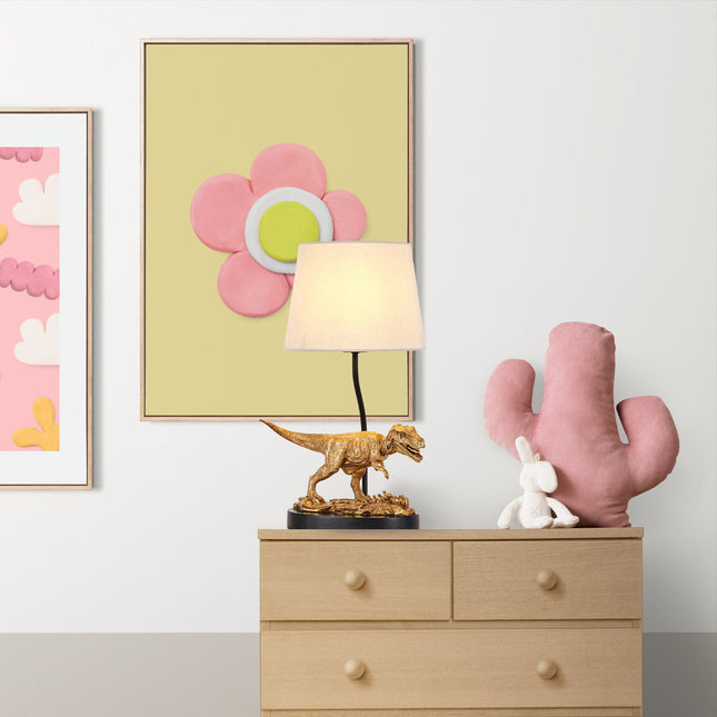 T-Rex Triumph Table Lamp Gold Elegant Dinosaur Desk Light.