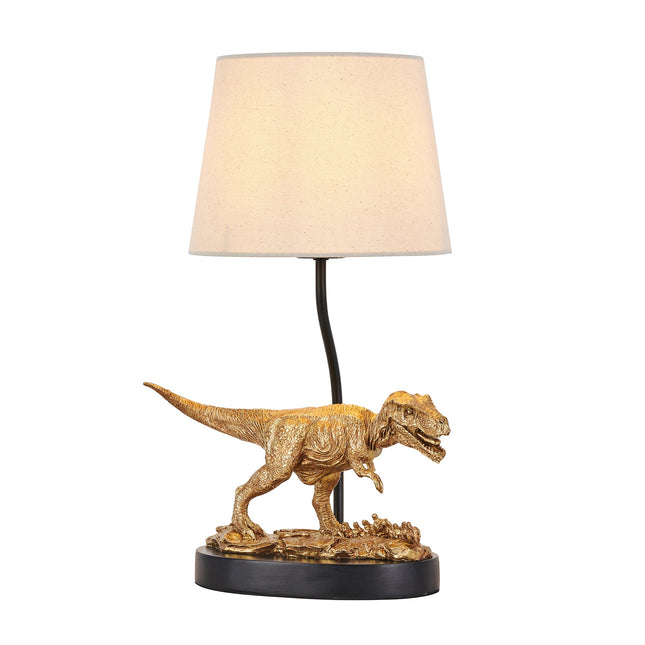T-Rex Triumph Table Lamp Gold Elegant Dinosaur Desk Light.