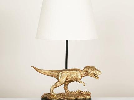 T-Rex Triumph Table Lamp Gold Elegant Dinosaur Desk Light.