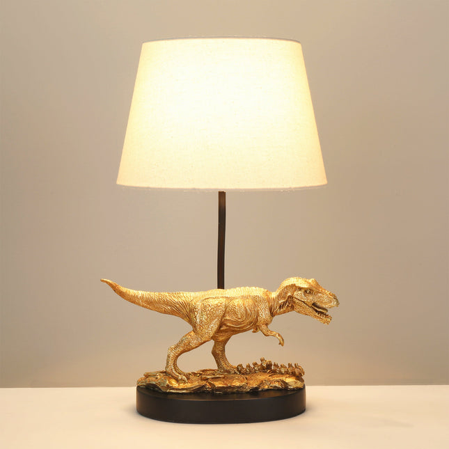 T-Rex Triumph Table Lamp Gold Elegant Dinosaur Desk Light.