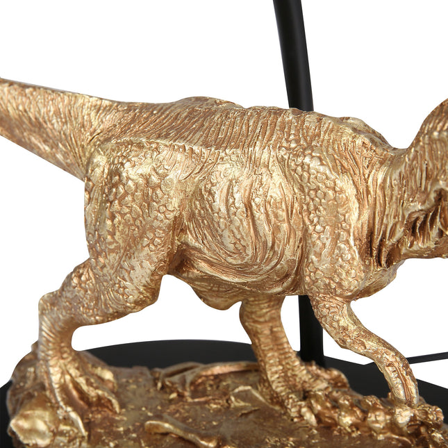 T-Rex Triumph Table Lamp Gold Elegant Dinosaur Desk Light.