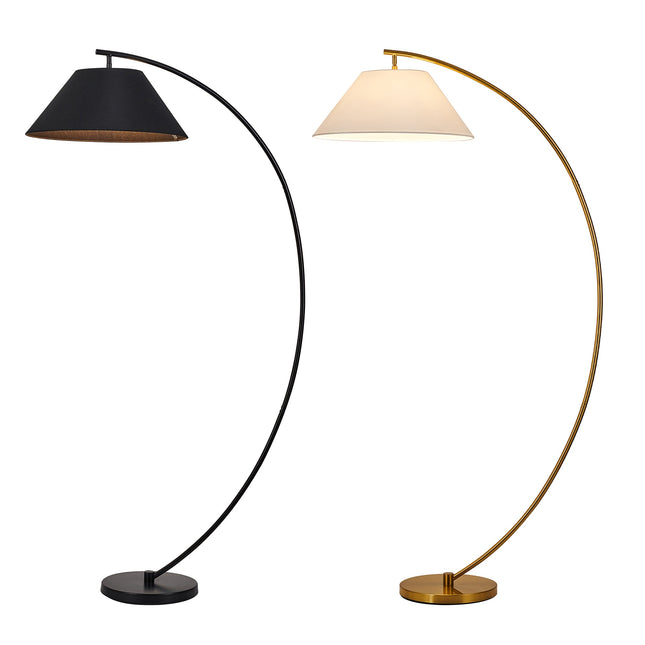 Remi Floor Lamp Black Brass Modern Over-Arched Floor Light.