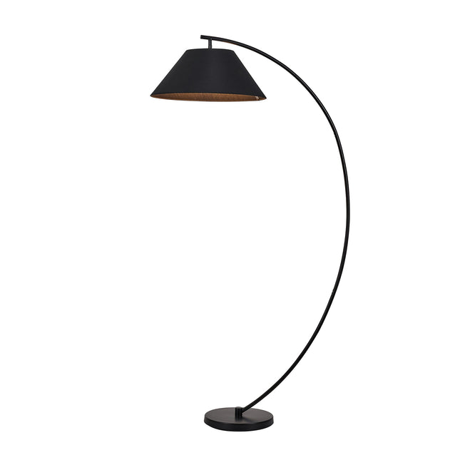 Remi Floor Lamp Black Brass Modern Over-Arched Floor Light.