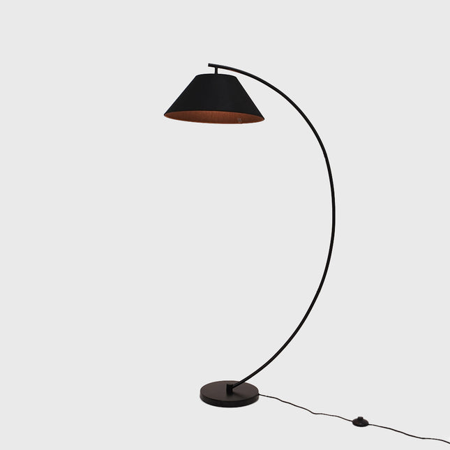 Remi Floor Lamp Black Brass Modern Over-Arched Floor Light.