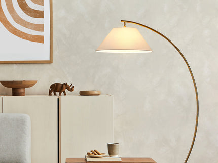 Remi Floor Lamp Black Brass Modern Over-Arched Floor Light.