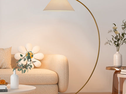 Remi Floor Lamp Black Brass Modern Over-Arched Floor Light.