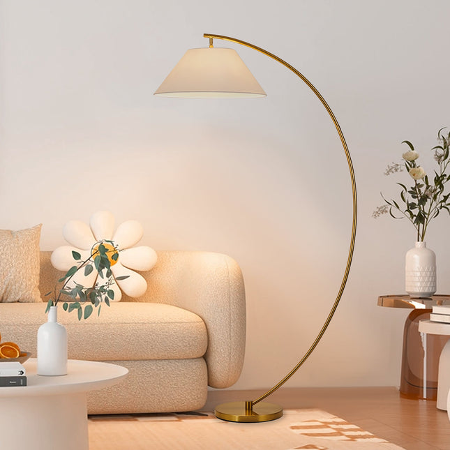 Remi Floor Lamp Black Brass Modern Over-Arched Floor Light.