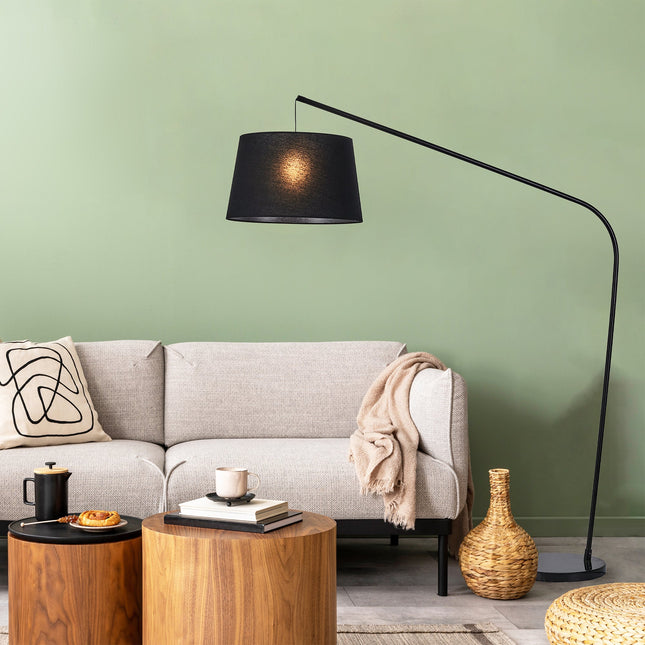 Layla Floor Lamp Black Modern Curved Design for Living Rooms.
