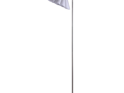 Eleanor Floor Lamp with Satin Nickel Finish and White Pleated Shade.