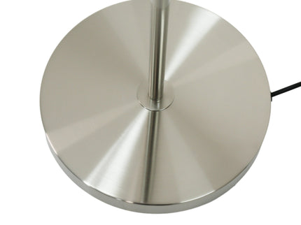 Eleanor Floor Lamp with Satin Nickel Finish and White Pleated Shade.