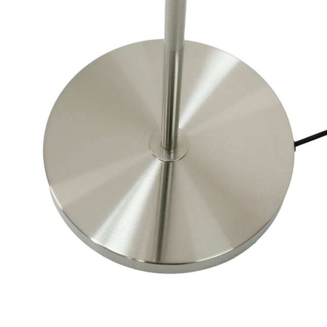 Eleanor Floor Lamp with Satin Nickel Finish and White Pleated Shade.