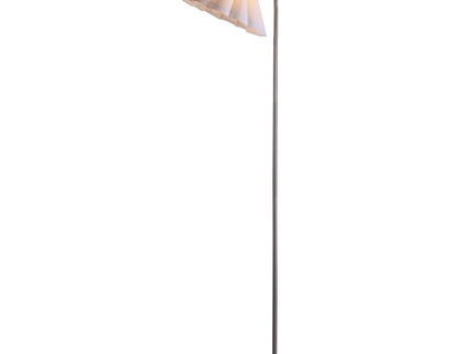 Eleanor Floor Lamp with Satin Nickel Finish and White Pleated Shade.