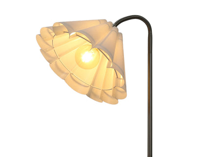 Eleanor Floor Lamp with Satin Nickel Finish and White Pleated Shade.