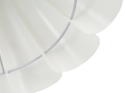 Eleanor Floor Lamp with Satin Nickel Finish and White Pleated Shade.