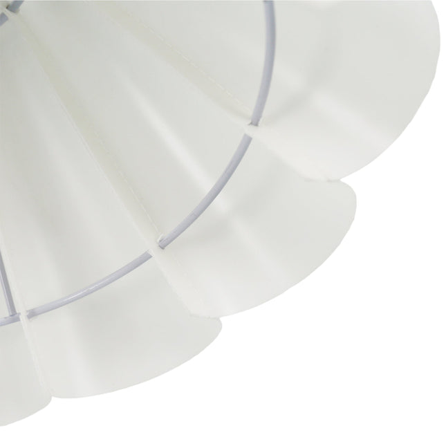 Eleanor Floor Lamp with Satin Nickel Finish and White Pleated Shade.