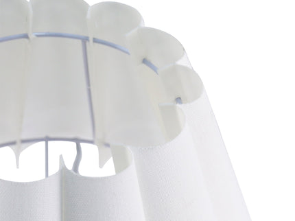 Giselle Table Lamp with Chrome Base and White Linen Shade.