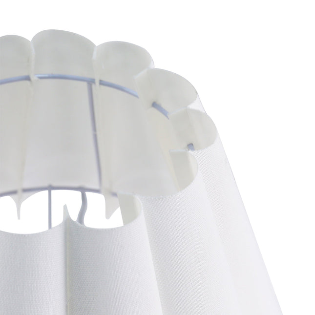 Giselle Table Lamp with Chrome Base and White Linen Shade.
