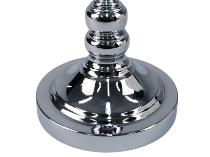 Giselle Table Lamp with Chrome Base and White Linen Shade.