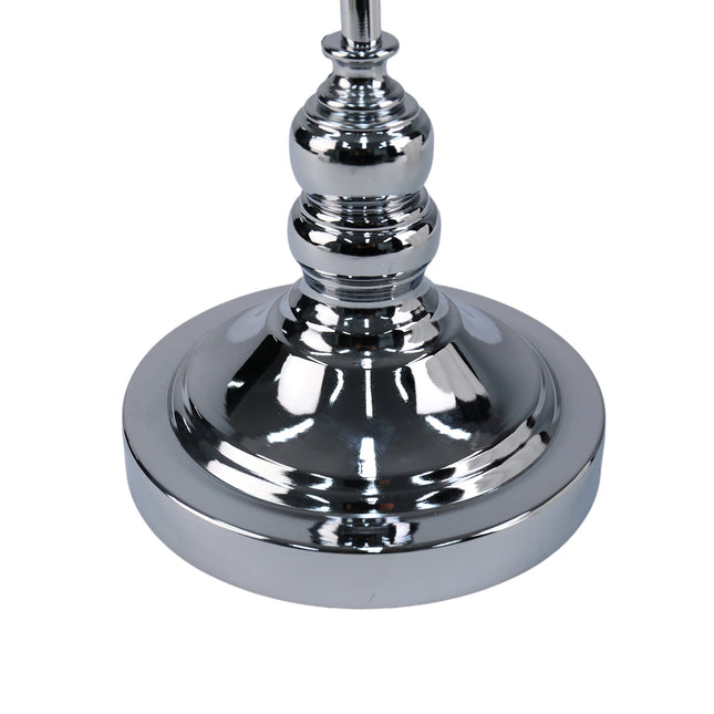 Giselle Table Lamp with Chrome Base and White Linen Shade.