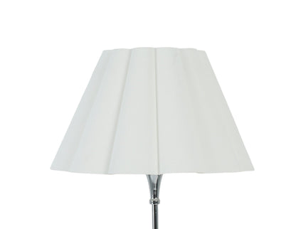 Giselle Table Lamp with Chrome Base and White Linen Shade.