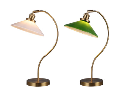 Gemma Glass Table Lamp White Green Vintage Modern Decor.