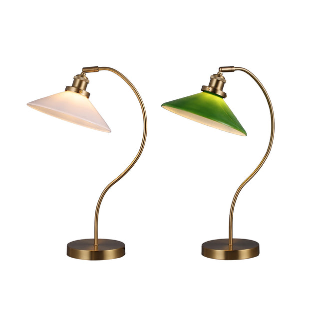 Gemma Glass Table Lamp White Green Vintage Modern Decor.