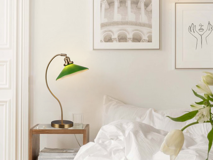 Gemma Glass Table Lamp White Green Vintage Modern Decor.