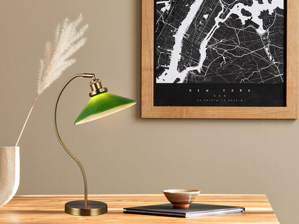Gemma Glass Table Lamp White Green Vintage Modern Decor.