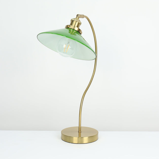 Gemma Glass Table Lamp White Green Vintage Modern Decor.
