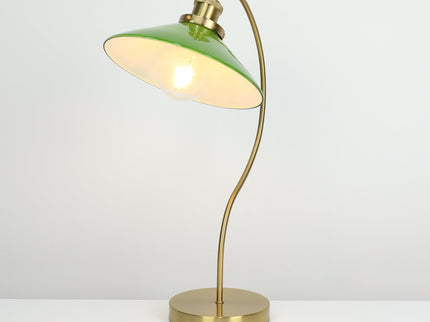 Gemma Glass Table Lamp White Green Vintage Modern Decor.