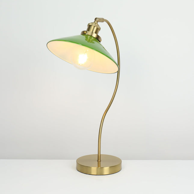Gemma Glass Table Lamp White Green Vintage Modern Decor.