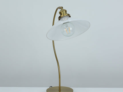 Gemma Glass Table Lamp White Green Vintage Modern Decor.
