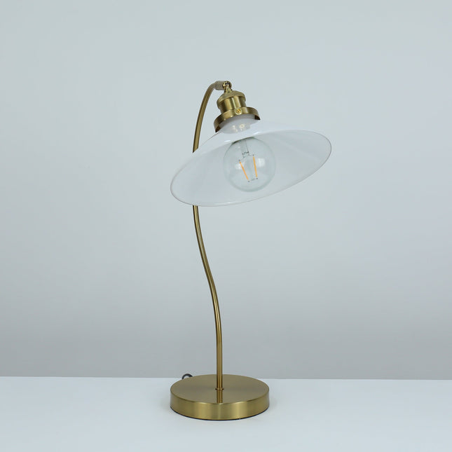 Gemma Glass Table Lamp White Green Vintage Modern Decor.