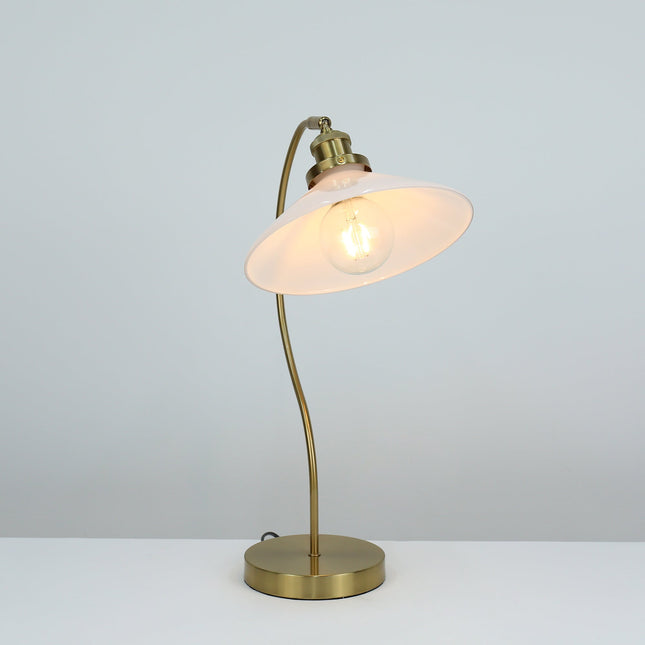 Gemma Glass Table Lamp White Green Vintage Modern Decor.