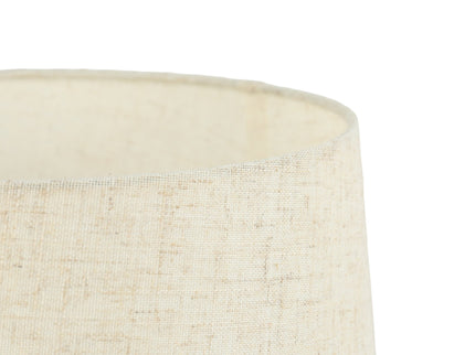 Hallie Table Lamp with Natural Wood Base and Linen Shade.