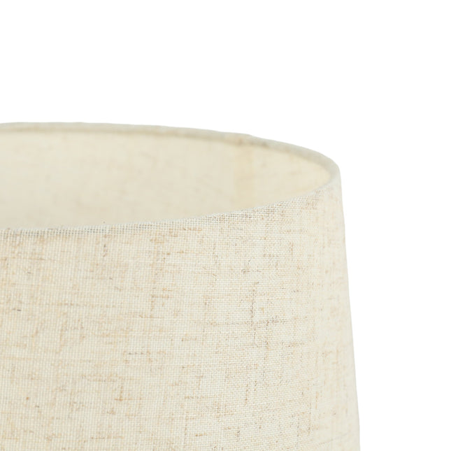 Hallie Table Lamp with Natural Wood Base and Linen Shade.