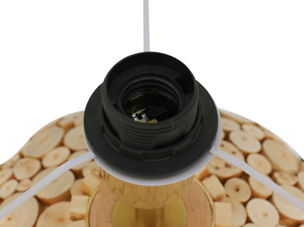 Hallie Table Lamp with Natural Wood Base and Linen Shade.