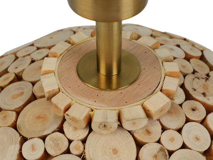 Hallie Table Lamp with Natural Wood Base and Linen Shade.
