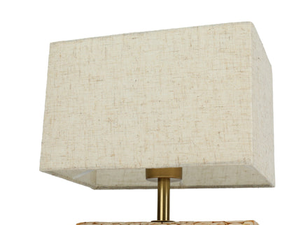Pippa Table Lamp with Natural Linen Shade and Wooden Base.