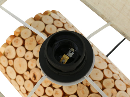 Pippa Table Lamp with Natural Linen Shade and Wooden Base.