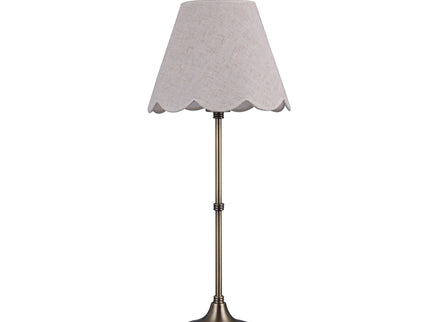 Lottie Table Lamp Linen with Antique Brass Base for Bedroom or Office.